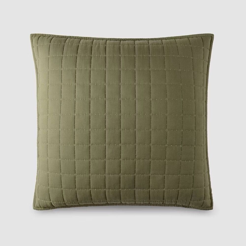 Jeremiah Brent Home 24x24 Euro Accent Pillow Green Box Rice Stitch Gauze